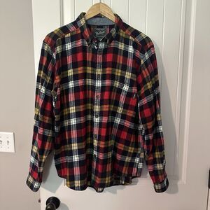 Woolrich Plaid Flannel Shirt Front Pocket 100% Cotton Men’s Size Large